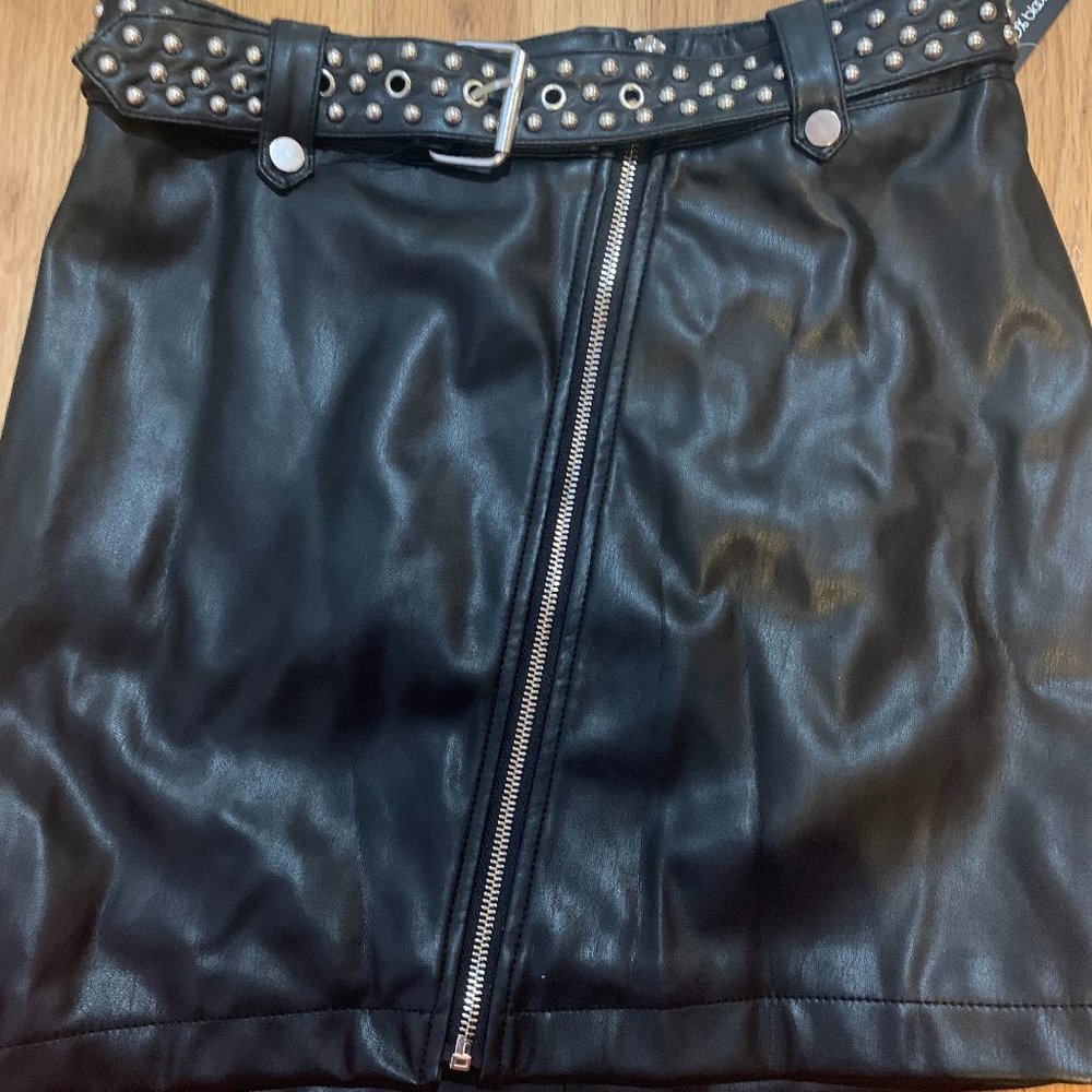 Aqua Faux Leather Mini Skirt